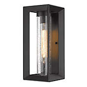 Golden Lighting Smyth Seeded Glass Outdoor Wall Sconce in Black