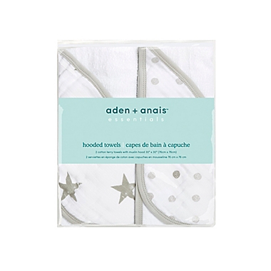 aden + anais&reg; Essentials 2-Pack Hooded Towels in Dusty. View a larger version of this product image.
