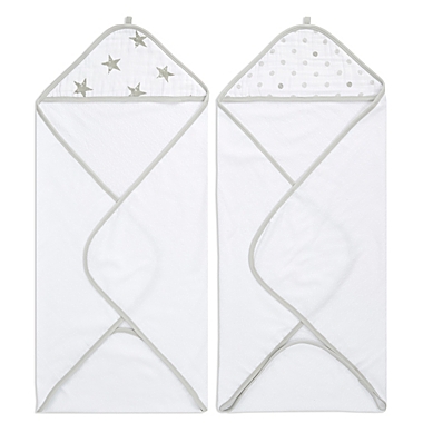 aden + anais&reg; Essentials 2-Pack Hooded Towels in Dusty. View a larger version of this product image.