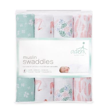 aden + anais&trade; essentials 4-Pack Cotton Muslin Swaddle Blankets in Briar Rose. View a larger version of this product image.