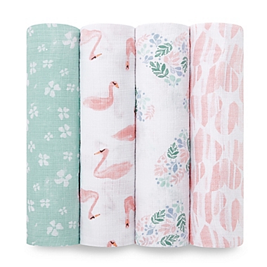 aden + anais&trade; essentials 4-Pack Cotton Muslin Swaddle Blankets in Briar Rose. View a larger version of this product image.