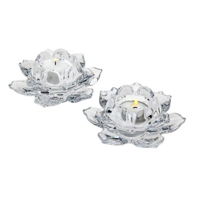 Godinger&reg; Lotus Clear Glass Votive Candle Holders (Set of 2)