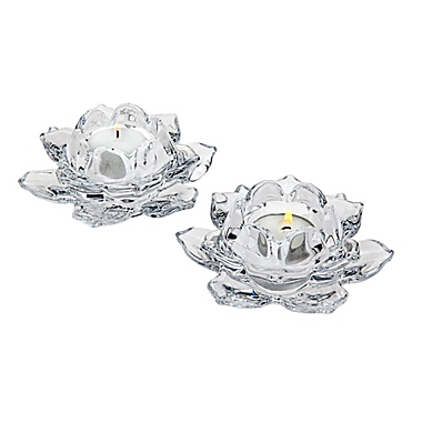 Godinger&reg; Lotus Clear Glass Votive Candle Holders (Set of 2). View a larger version of this product image.
