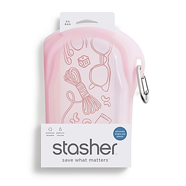 Stasher&reg; Go Bag 18 oz. Silicone Reusable Food Storage Bag in Pink. View a larger version of this product image.