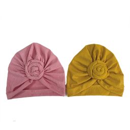 Curls & Pearls 2-Pack Sweater Knit Turban Hats in Pink/Mustard