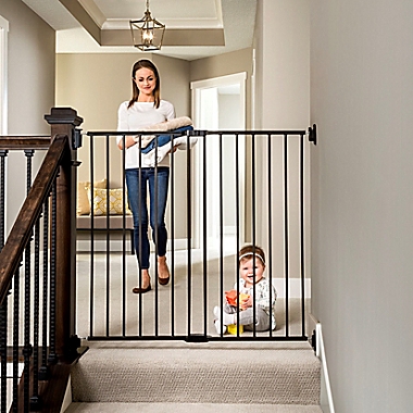 Regalo Extra Tall 2-in-1 Wall Mount Baby Gate in Black. View a larger version of this product image.