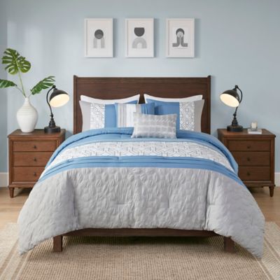 510 Design Donnell 5-Piece Embroidered Full/Queen Comforter Set in Blue