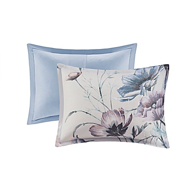 Madison Park&reg; Cassandra 8-Piece Cotton Printed Queen Comforter Set in Blue. View a larger version of this product image.