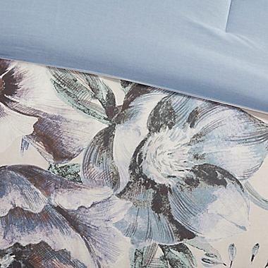 Madison Park&reg; Cassandra 8-Piece Cotton Printed Queen Comforter Set in Blue. View a larger version of this product image.