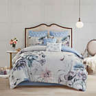 Alternate image 0 for Madison Park&reg; Cassandra 8-Piece Cotton Printed Queen Comforter Set in Blue