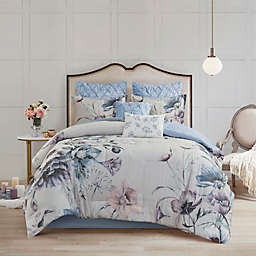 Madison Park® Cassandra 8-Piece Cotton Printed Queen Comforter Set in Blue