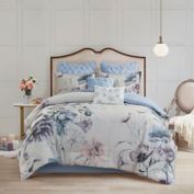 Madison Park&reg; Cassandra 8-Piece Cotton Printed Queen Comforter Set in Blue