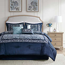 Madison Park® Whitney 7-Piece Jacquard Queen Comforter Set in Navy