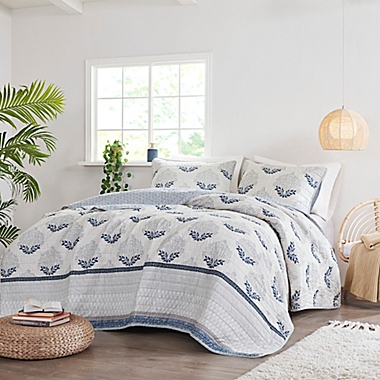 Madison Park&reg; Suri 3-Piece Reversible Cotton King/California King Coverlet Set in Indigo. View a larger version of this product image.