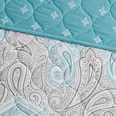 Madison Park&reg; Cardi 3-Piece Reversible Cotton Full/Queen Coverlet Set in Teal. View a larger version of this product image.