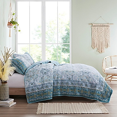 Madison Park&reg; Miramar 3-Piece Reversible Cotton King/California King Coverlet Set in Teal. View a larger version of this product image.