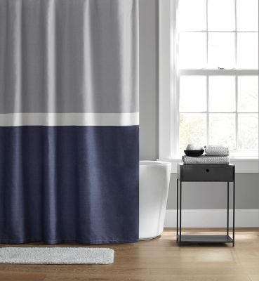 Simply Essential&trade; 72-Inch x 98-Inch Colorblock Shower Curtain in Blue/Grey