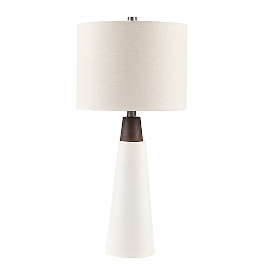 Ink Ivy Tristan Ceramic And Wood Table, White Ceramic And Wood Table Lamp