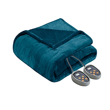 Beautyrest&reg; Heated Microlight to Berber Full Blanket in Teal. View a larger version of this product image.