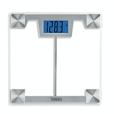 Thinner&reg; by Conair&trade; Digital Glass Weight Scale in Clear/Silver. View a larger version of this product image.