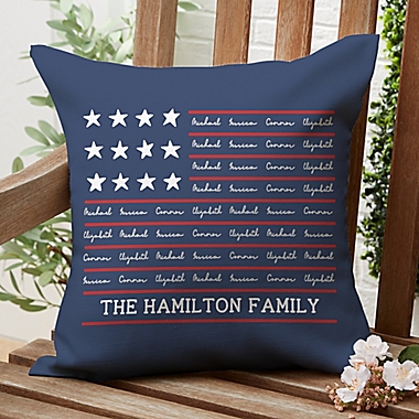 Family Name Flag Personalized 16-Inch Outdoor Throw Pillow. View a larger version of this product image.