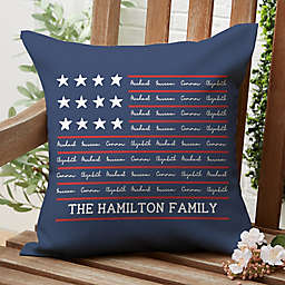 Family Name Flag 16-Inch Square Personalized Outdoor Throw Pillow