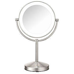 Conair® 1x/10x Double-Sided LED Lighted Makeup Mirror in Satin Nickel