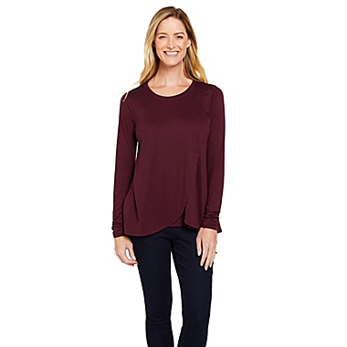 Motherhood Maternity&reg; Small Pull Over Long Sleeve Nursing Tee in Wine. View a larger version of this product image.
