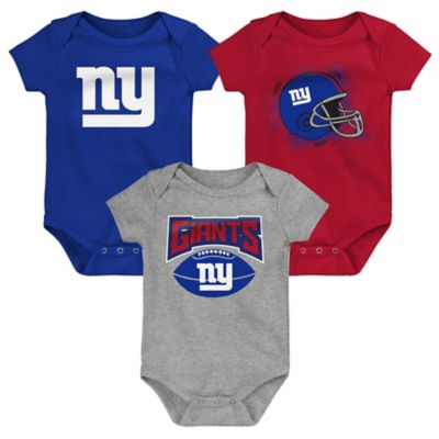 NFL New York Giants 3-Pack Game On Short Sleeve Creeper Bodysuits