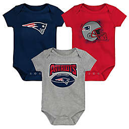 NFL New England Patriots 3-Pack Game On Short Sleeve Creeper Bodysuits