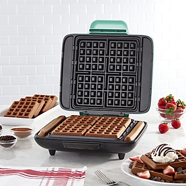 Dash&reg; No Drip Waffle Maker in Aqua. View a larger version of this product image.