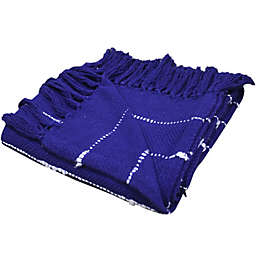EverHome Fringe Stripe Throw Blanket in Blue Depths