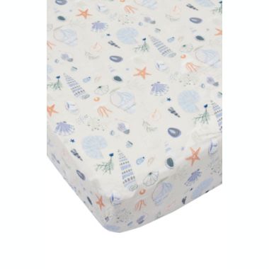 Loulou Lollipop&reg; Seashells Fitted Crib Sheet in White/Multi. View a larger version of this product image.
