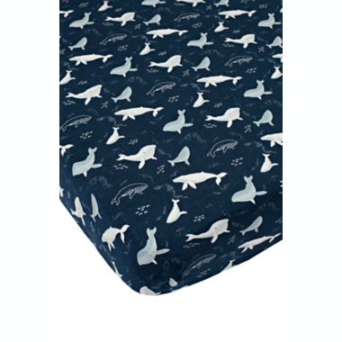 Loulou Lollipop&reg;&nbsp;Whales Fitted Crib Sheet in Blue. View a larger version of this product image.