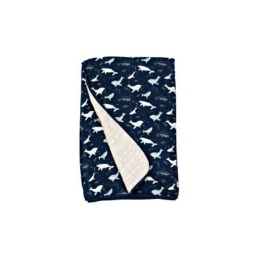 Loulou Lollipop&reg; Whales Muslin Baby Blanket in Blue. View a larger version of this product image.