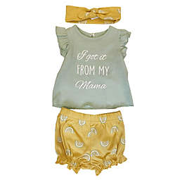 Sterling Baby Size 18M 3-Piece From My Momma Ruffle T-Shirt, Short and Headband Set in Green