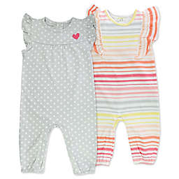 Mac & Moon Size 12M 2-Pack Stripes & Dots Organic Cotton Coverall