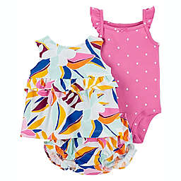 carter's® 3-Piece Floral Top, Bodysuit, and Diaper Cover Set in Purple