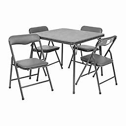 Flash Furniture 5-Piece Kids Folding Table and Chair Set in Grey