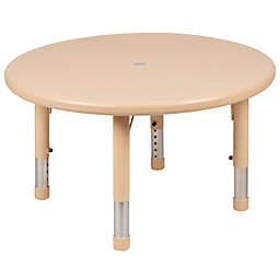 Flash Furniture 33-Inch Round Adjustable Kids Activity Table in Natural