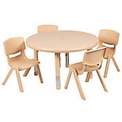 Flash Furniture 5-Piece Round Kids Table and Chair Set in Natural