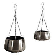 Kate and Lauel Marquez Pewter Hanging Planters (Set of 2)