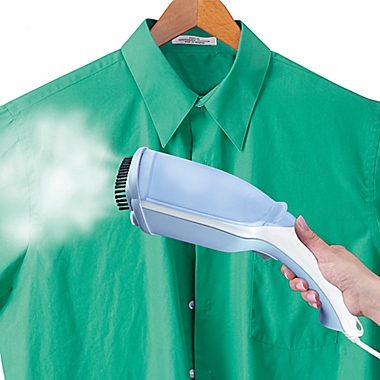 Conair&reg; Handheld Fabric Steamer in White/Blue. View a larger version of this product image.