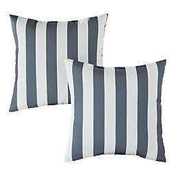 Greendale Home Fashions Canopy Stripe Square Outdoor Throw Pillows in Grey (Set of 2)