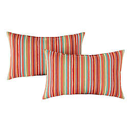 Greendale Home Fashions Outdoor Lumbar Throw Pillows in Coral (Set of 2)