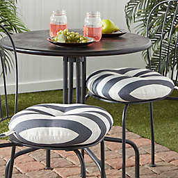 Greendale Home Fashions Stripe Round Outdoor Bistro Cushions in Grey (Set of 2)
