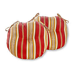 Greendale Home Fashions Roma Stripe Round Outdoor Bistro Cushions in Red (Set of 2)