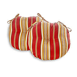 Greendale Home Fashions Roma Stripe Round Outdoor Bistro Cushions in Red (Set of 2)