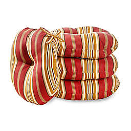 Greendale Home Fashions Roma Stripe 15-Inch Round Outdoor Bistro Cushions in Red (Set of 4)