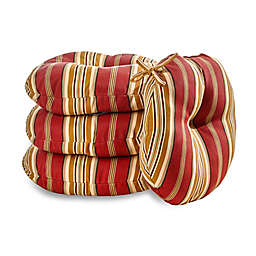 Greendale Home Fashions Roma Stripe 18-Inch Round Outdoor Bistro Cushions in Red (Set of 4)